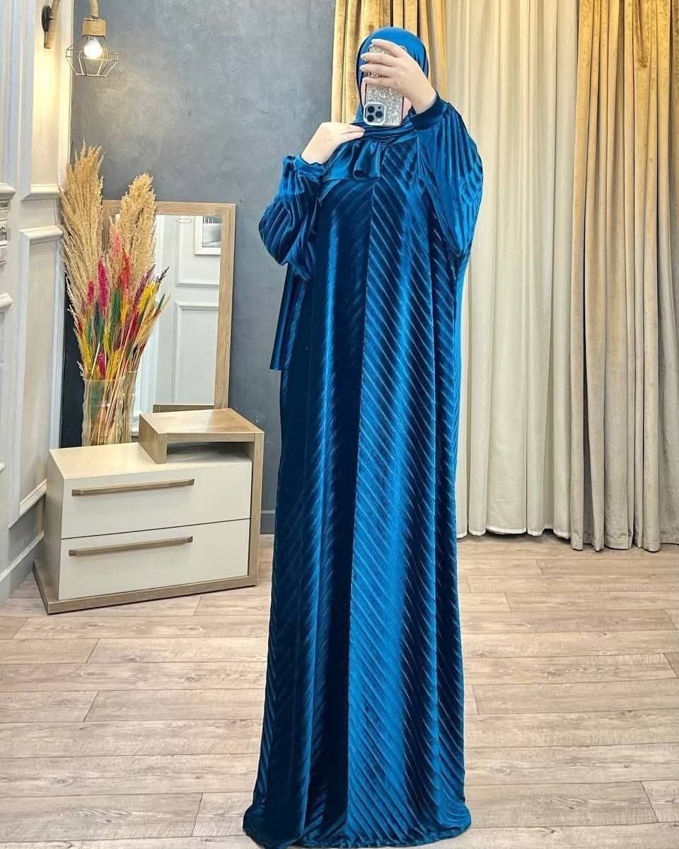 Azdal Ramadan A813 – Velvet Isdal with Lace Sleeves & Scarf -  sizes up to 85 kg
