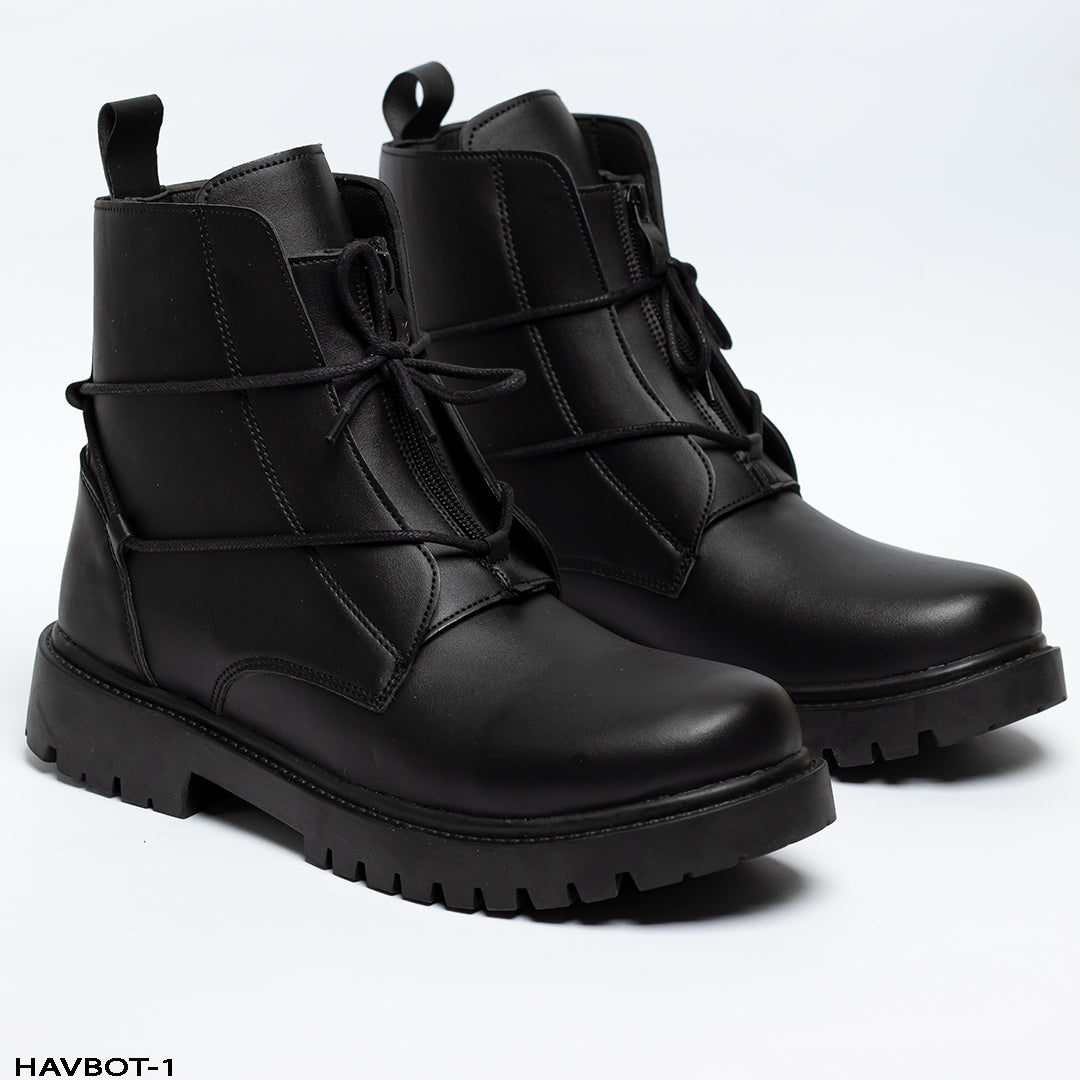 Premium black leather ankle boots - HAVBOT