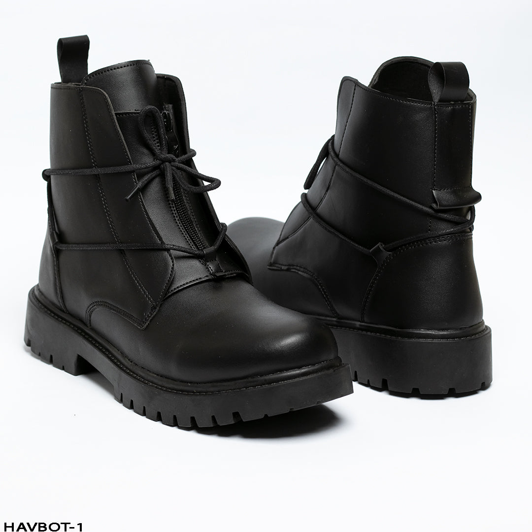 Premium black leather ankle boots - HAVBOT