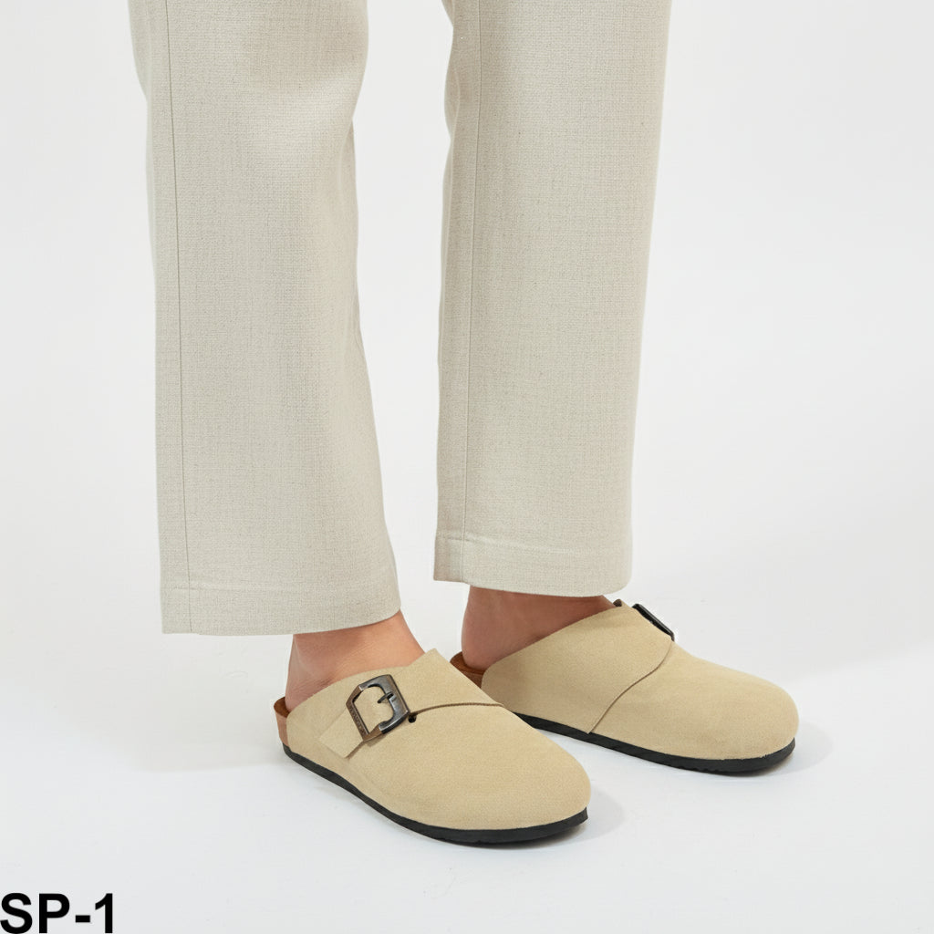 Unisex Suede Buckle Slides - sp